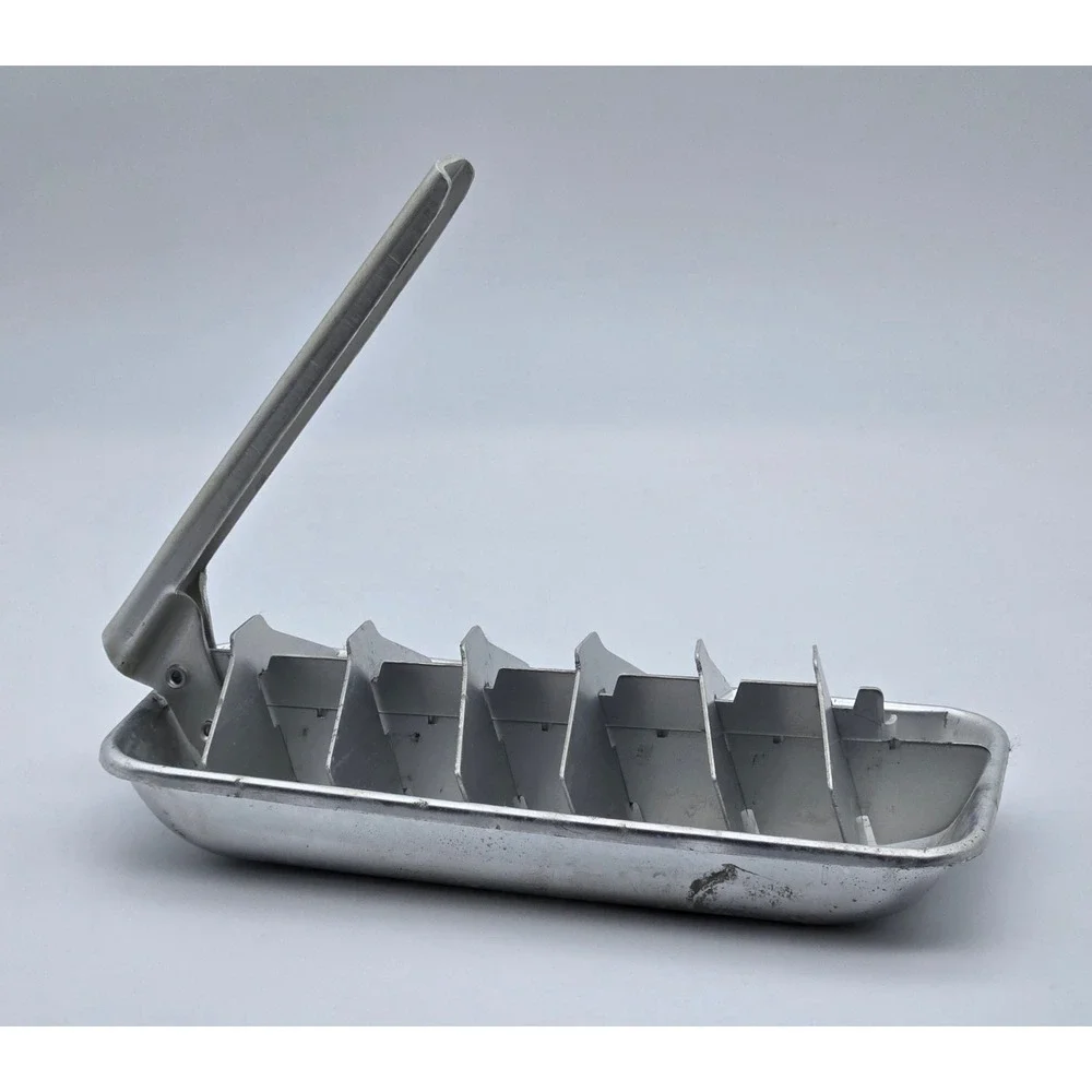 Vintage Ice Cube Tray Lever Release MCM‎ Aluminum Silver Barware 1950